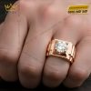 Nhẫn nam vàng hồng Au750 đính kim cương
