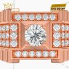 Nhẫn nam vàng hồng Au750 đính kim cương