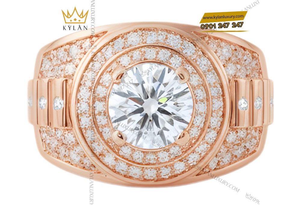 Nhẫn nam vàng hồng Au750 đính kim cương 7 Kỳ Lân Luxury Nhan nam vang hong Au750 dinh kim cuong 2 7 Nhẫn nam vàng hồng Au750 đính kim cương