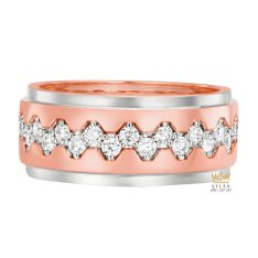 Nhẫn nam vàng hồng Au750 đính kim cương