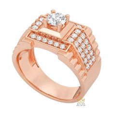 Nhẫn nam vàng hồng Au750 đính kim cương