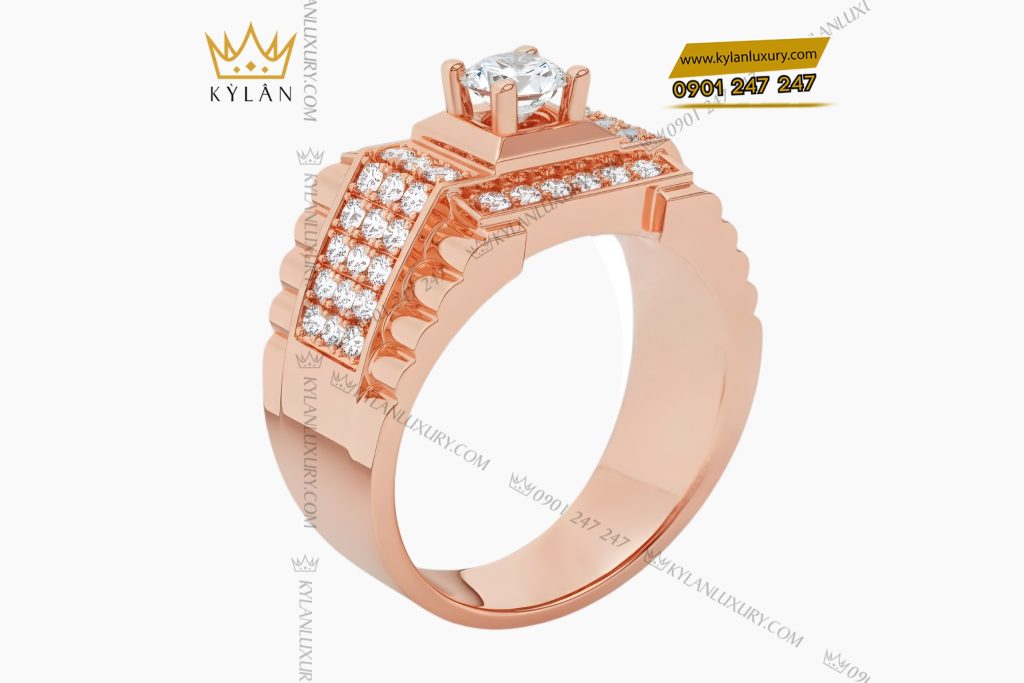 Nhẫn nam vàng hồng Au750 đính kim cương 9 Kỳ Lân Luxury Nhan nam vang hong Au750 dinh kim cuong 3 Nhẫn nam vàng hồng Au750 đính kim cương