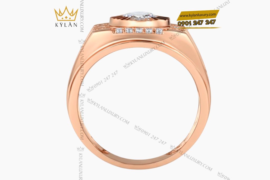 Kỳ Lân Luxury Nhan nam vang hong Au750 dinh kim cuong 4 1 Nhẫn nam vàng hồng Au750 đính kim cương