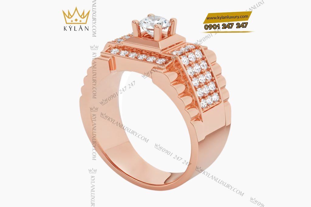 Nhẫn nam vàng hồng Au750 đính kim cương 11 Kỳ Lân Luxury Nhan nam vang hong Au750 dinh kim cuong 4 Nhẫn nam vàng hồng Au750 đính kim cương