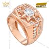 Nhẫn nam vàng hồng Au750 đính kim cương