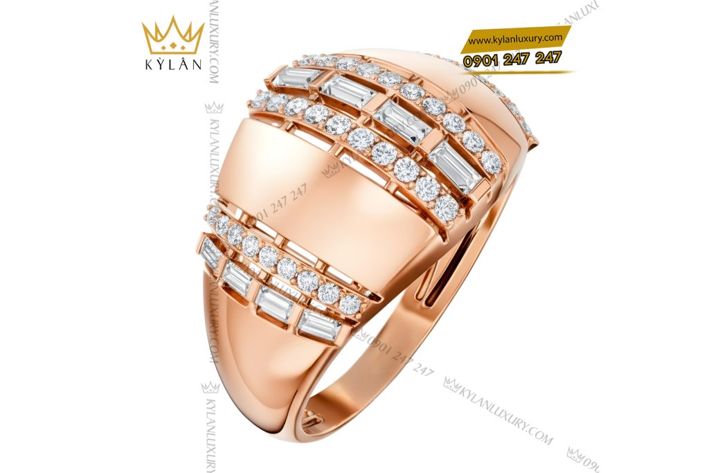 Nhẫn nam vàng hồng Au750 đính kim cương