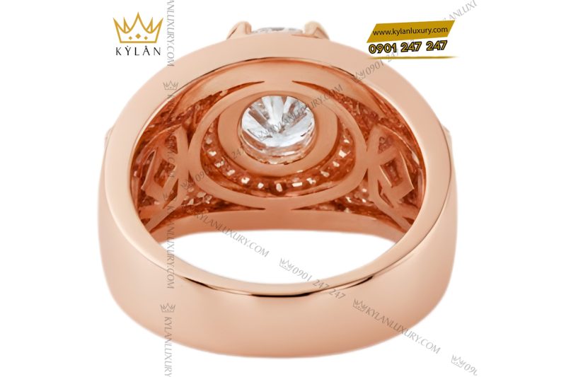 Nhẫn nam vàng hồng Au750 đính kim cương