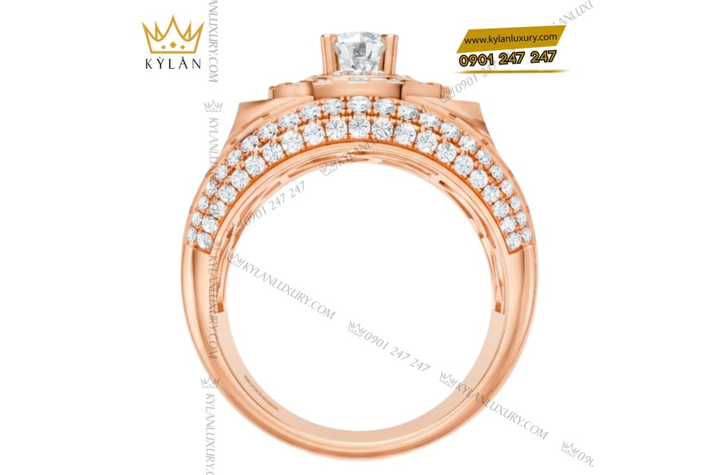 Nhẫn nam vàng hồng Au750 đính kim cương 5 Nhẫn nam vàng hồng Au750 đính kim cương