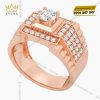 Nhẫn nam vàng hồng Au750 đính kim cương