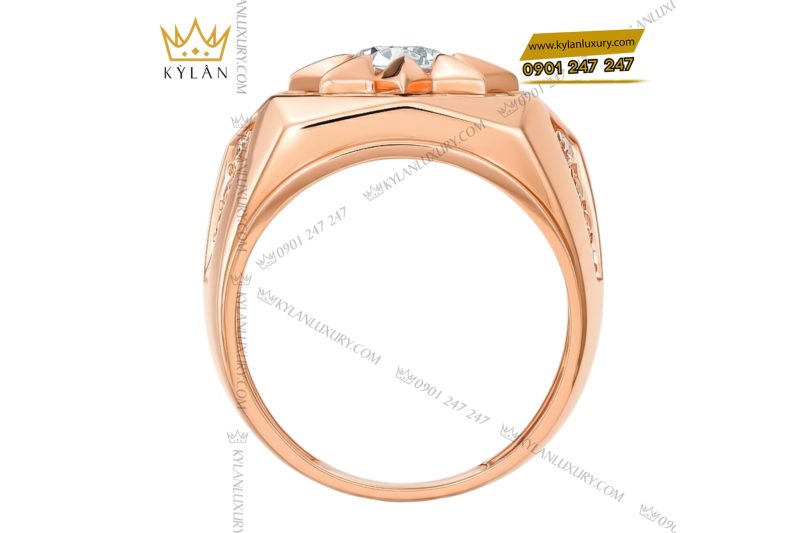 Nhẫn nam vàng hồng Au750 đính kim cương