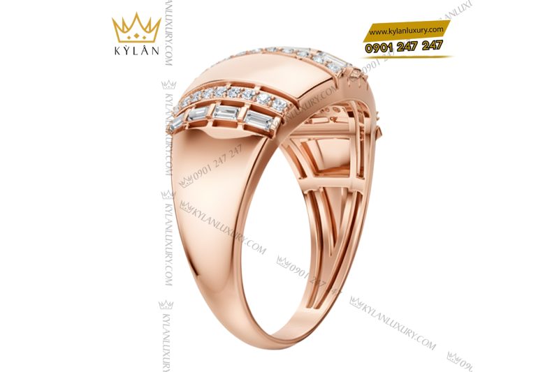 Nhẫn nam vàng hồng Au750 đính kim cương