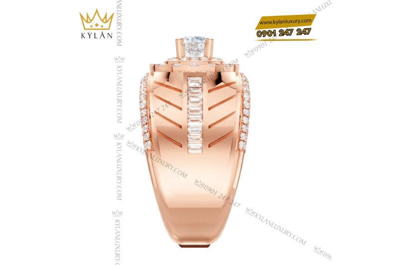 Nhẫn nam vàng hồng Au750 đính kim cương