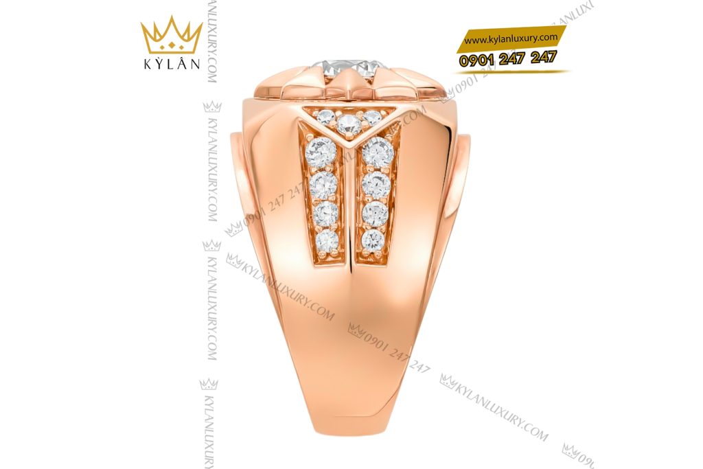Nhẫn nam vàng hồng Au750 đính kim cương 4 Nhẫn nam vàng hồng Au750 đính kim cương