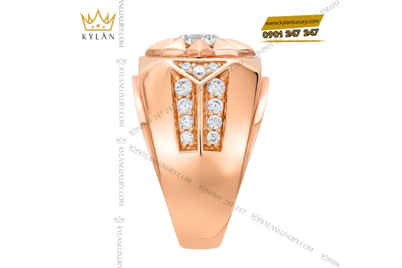 Nhẫn nam vàng hồng Au750 đính kim cương