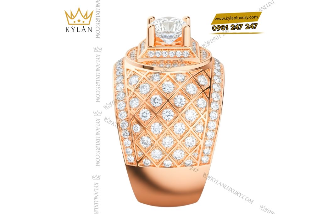 Nhẫn nam vàng hồng Au750 đính kim cương 4 Nhẫn nam vàng hồng Au750 đính kim cương