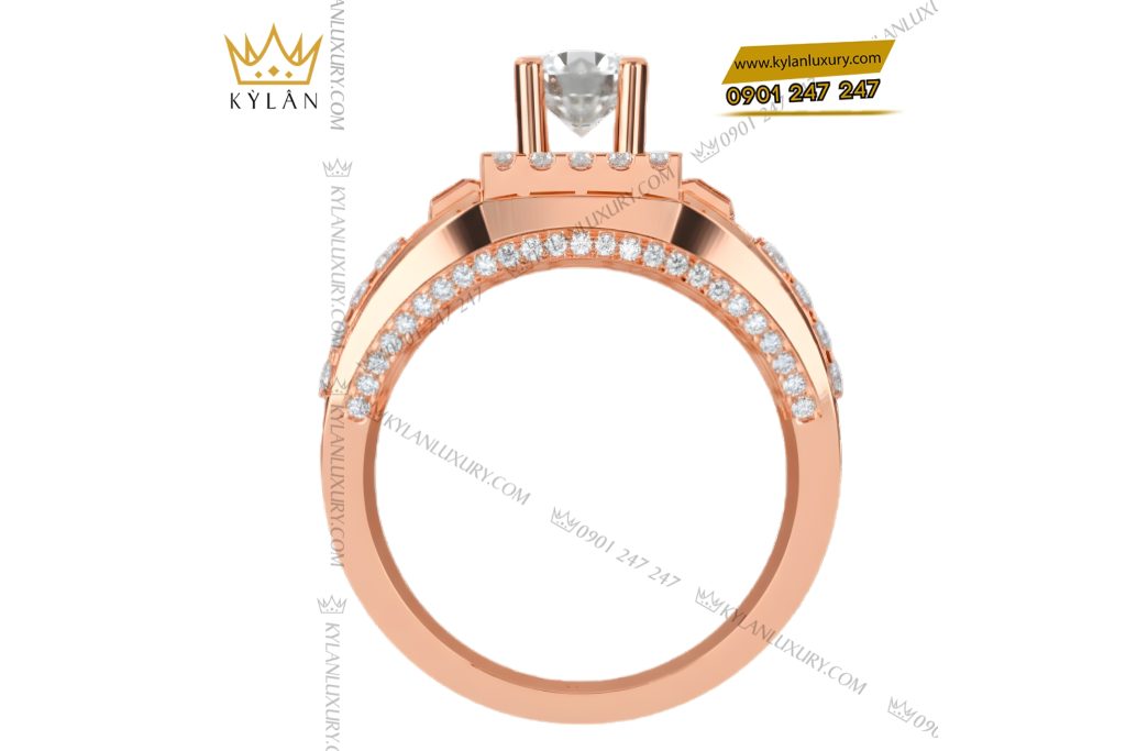 Nhẫn nam vàng hồng Au750 đính kim cương 4 Nhẫn nam vàng hồng Au750 đính kim cương