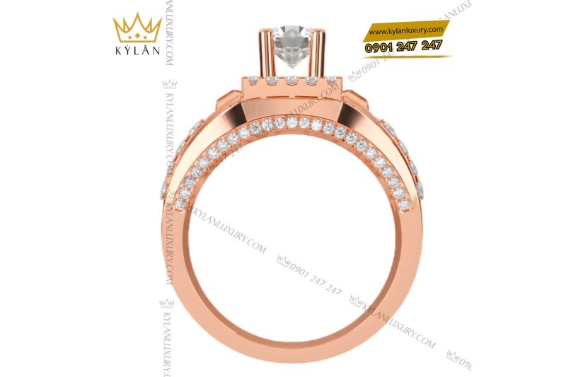 Nhẫn nam vàng hồng Au750 đính kim cương
