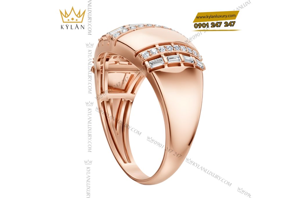 Kỳ Lân Luxury Nhan nam vang hong Au750 dinh kim cuong 6 6 Nhẫn nam vàng hồng Au750 đính kim cương