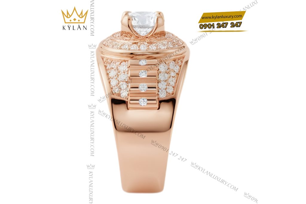 Nhẫn nam vàng hồng Au750 đính kim cương 4 Nhẫn nam vàng hồng Au750 đính kim cương
