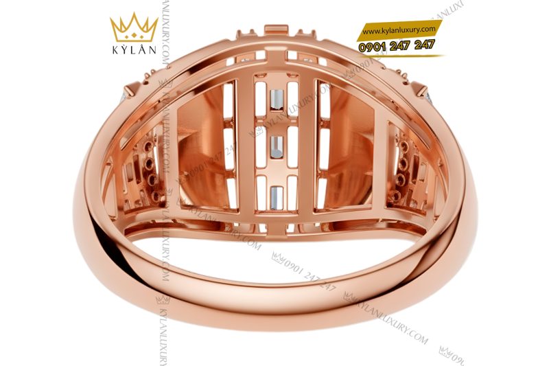 Nhẫn nam vàng hồng Au750 đính kim cương