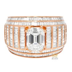 Nhẫn nam vàng hồng Au750 đính kim cương baguette Nhẫn nam vàng hồng Au750 đính kim cương baguette