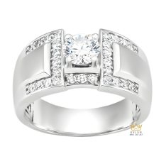 Nhẫn nam vàng trắng Au750 đính kim cương
