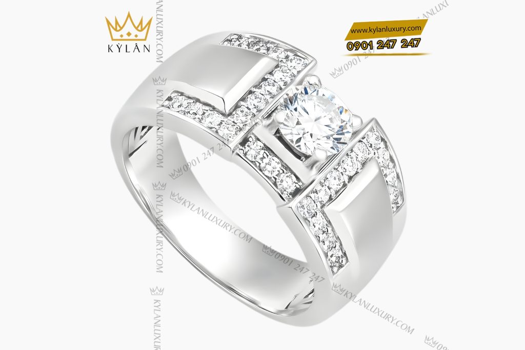Nhẫn nam vàng trắng Au750 đính kim cương 11 Kỳ Lân Luxury Nhan nam vang trang Au750 dinh kim cuong 3 1 Nhẫn nam vàng trắng Au750 đính kim cương