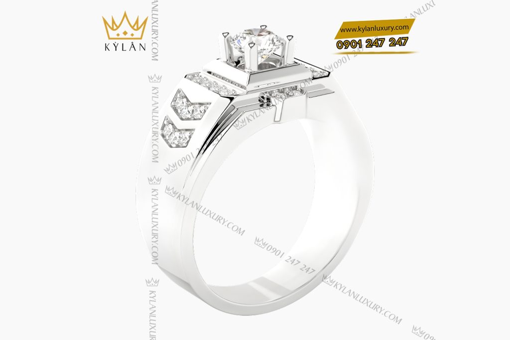 Nhẫn nam vàng trắng Au750 đính kim cương 8 Kỳ Lân Luxury Nhan nam vang trang Au750 dinh kim cuong 3 Nhẫn nam vàng trắng Au750 đính kim cương