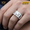 Nhẫn nam vàng trắng Au750 đính kim cương