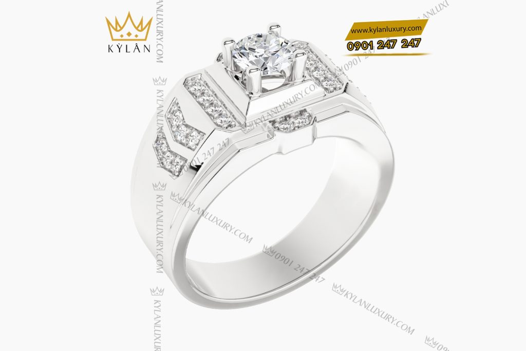 Nhẫn nam vàng trắng Au750 đính kim cương 11 Kỳ Lân Luxury Nhan nam vang trang Au750 dinh kim cuong 6 Nhẫn nam vàng trắng Au750 đính kim cương