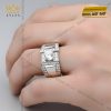 Nhẫn nam vàng trắng Au750 đính kim cương