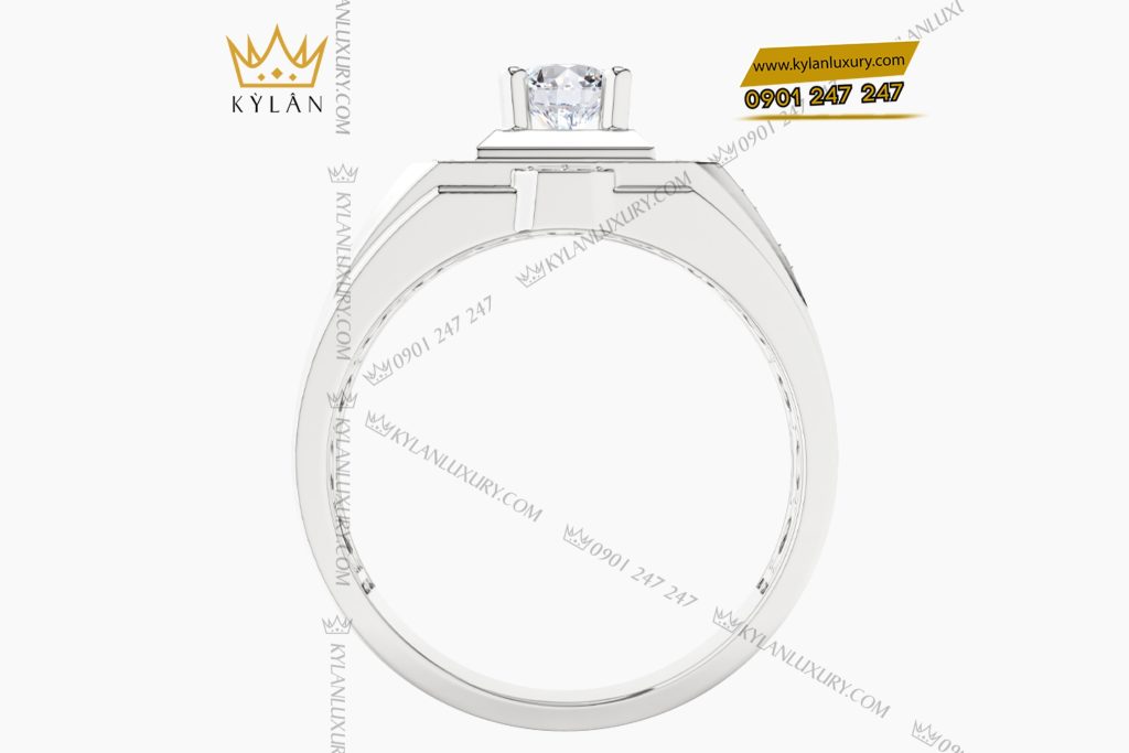 Nhẫn nam vàng trắng Au750 đính kim cương 4 Nhẫn nam vàng trắng Au750 đính kim cương