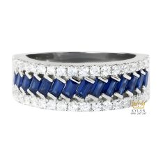 Nhẫn nam vàng trắng Au750 đính kim cương và đá quý Nhẫn nam vàng trắng Au750 đính kim cương và đá quý