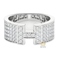 Nhẫn nữ chữ H vàng trắng Au750 đính kim cương Nhẫn nữ chữ H vàng trắng Au750 đính kim cương