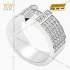 Nhẫn nữ chữ H vàng trắng Au750 đính kim cương