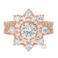 Nhẫn nữ vàng hồng Au750 đính kim cương Nhẫn nữ vàng hồng Au750 đính kim cương