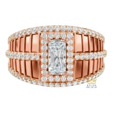 Nhẫn nữ vàng hồng Au750 đính kim cương