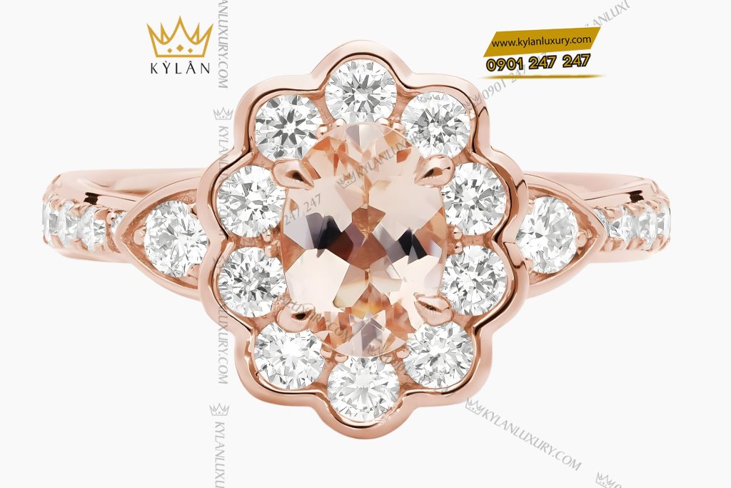 Nhẫn nữ vàng hồng Au750 đính kim cương 2 Nhẫn nữ vàng hồng Au750 đính kim cương