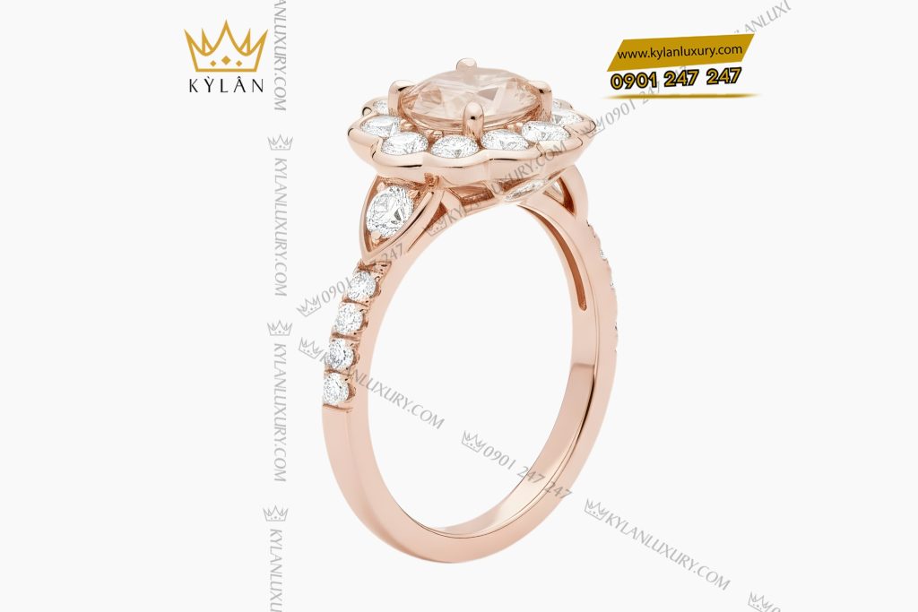 Nhẫn nữ vàng hồng Au750 đính kim cương 3 Nhẫn nữ vàng hồng Au750 đính kim cương