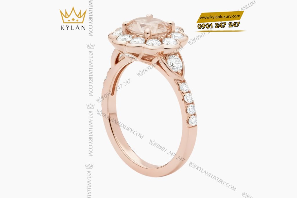 Nhẫn nữ vàng hồng Au750 đính kim cương 11 Kỳ Lân Luxury Nhan nu vang hong Au750 dinh kim cuong 13 Nhẫn nữ vàng hồng Au750 đính kim cương