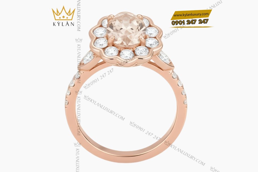 Nhẫn nữ vàng hồng Au750 đính kim cương 4 Nhẫn nữ vàng hồng Au750 đính kim cương