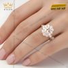 Nhẫn nữ vàng hồng Au750 đính kim cương