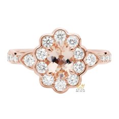 Nhẫn nữ vàng hồng Au750 đính kim cương