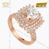Nhẫn nữ vàng hồng Au750 đính kim cương
