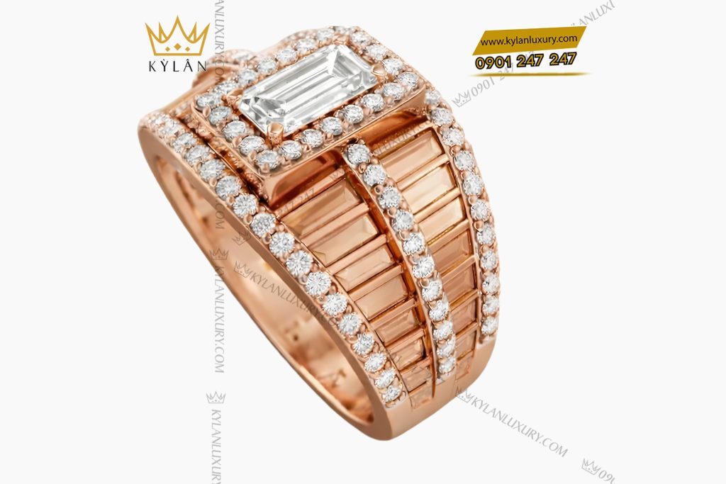 Kỳ Lân Luxury Nhan nu vang hong Au750 dinh kim cuong 3 2 Nhẫn nữ vàng hồng Au750 đính kim cương