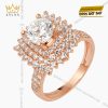 Nhẫn nữ vàng hồng Au750 đính kim cương