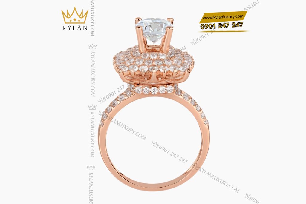 Nhẫn nữ vàng hồng Au750 đính kim cương 4 Nhẫn nữ vàng hồng Au750 đính kim cương