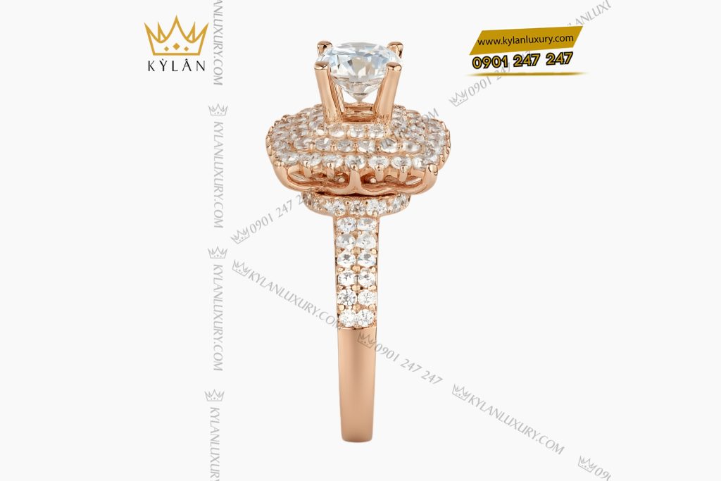 Nhẫn nữ vàng hồng Au750 đính kim cương 10 Kỳ Lân Luxury Nhan nu vang hong Au750 dinh kim cuong 6 Nhẫn nữ vàng hồng Au750 đính kim cương