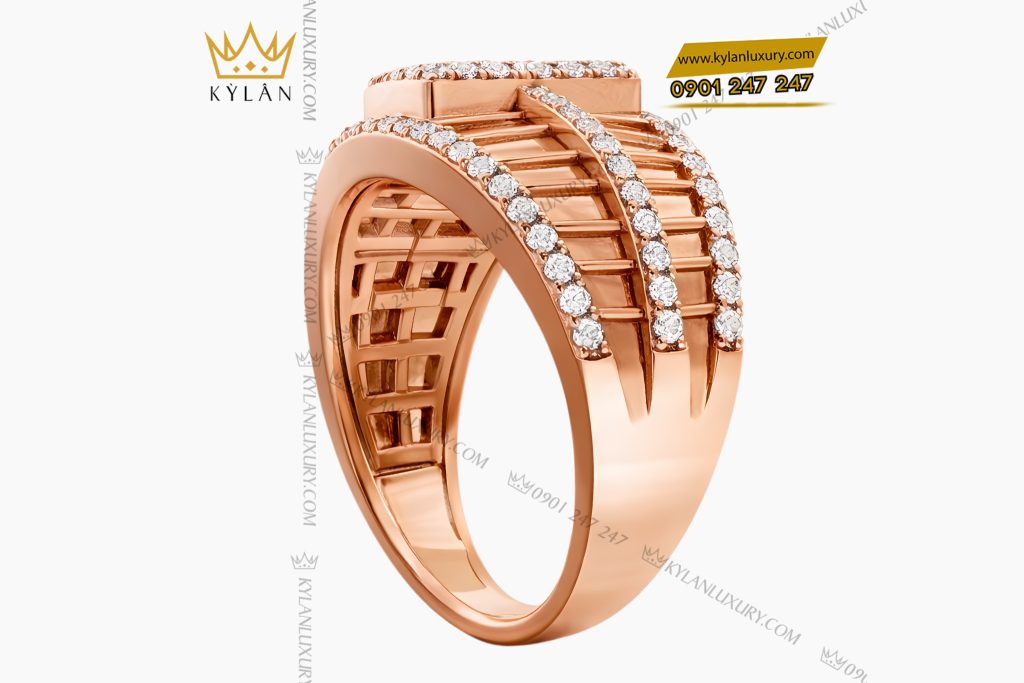 Kỳ Lân Luxury Nhan nu vang hong Au750 dinh kim cuong 6 2 Nhẫn nữ vàng hồng Au750 đính kim cương