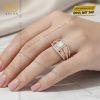 Nhẫn nữ vàng hồng Au750 đính kim cương